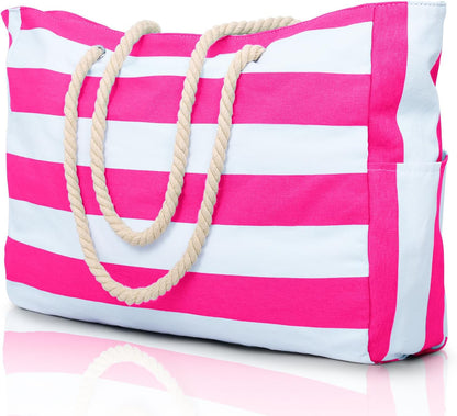 Large Waterproof Beach Tote Bag for Women – Sandproof Zip-Top Beach Bag with Spacious Storage, Pool Bag, Travel Tote, Swim Bag & Summer Vacation Essential for Beach, Camping & Outdoor Adventures