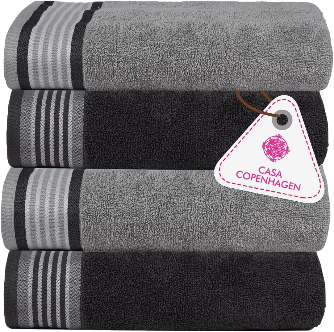 4-Piece Oversized Cabana Beach Towel Set – 100% Cotton Soft Absorbent Pool & Beach Towels, 30" x 60" Designer Stripe Summer Gift Set for Women & Men 