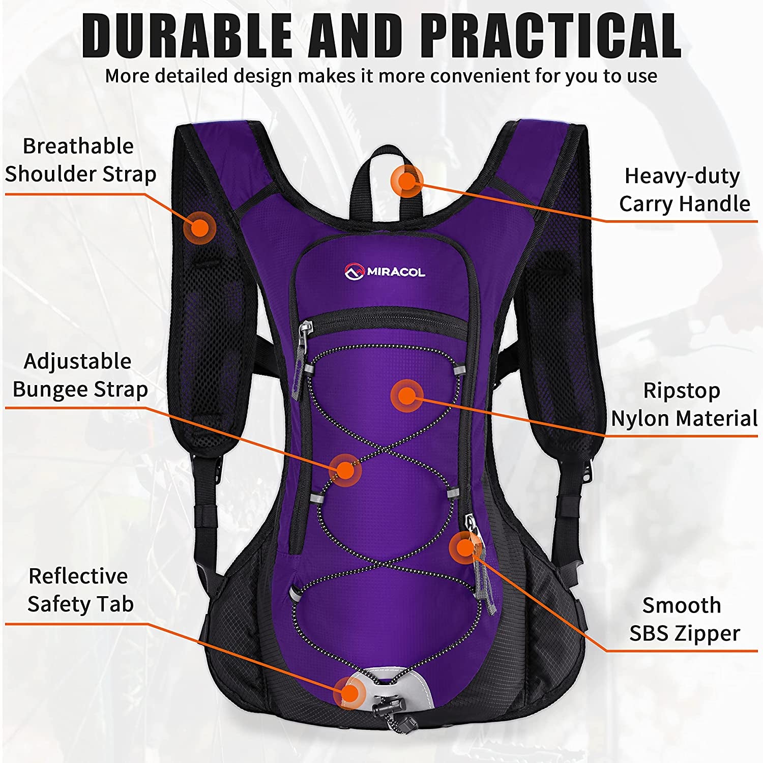 Hydration Pack Backpack with 2L Water Bladder – Lightweight Hydration Backpack for Running, Hiking, Cycling, Biking, Festivals, Raves, Camping & Outdoor Adventures, Leakproof Hydration System for Men & Women