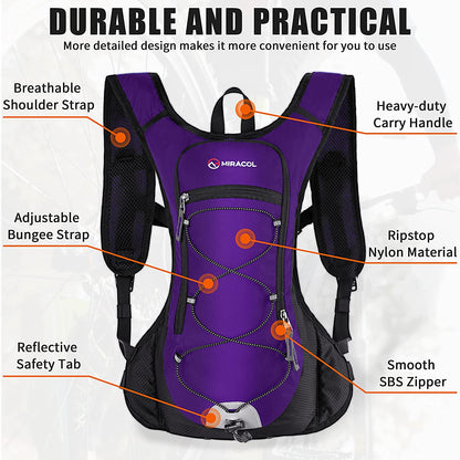 Hydration Pack Backpack with 2L Water Bladder – Lightweight Hydration Backpack for Running, Hiking, Cycling, Biking, Festivals, Raves, Camping & Outdoor Adventures, Leakproof Hydration System for Men & Women