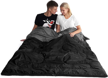 Double Sleeping Bag for Adults with 2 Pillows – Queen Size XL Waterproof Sleeping Bag for 2 People, All-Season Camping Sleeping Bag for Cold & Warm Weather, Hiking, Backpacking & Outdoor Adventures