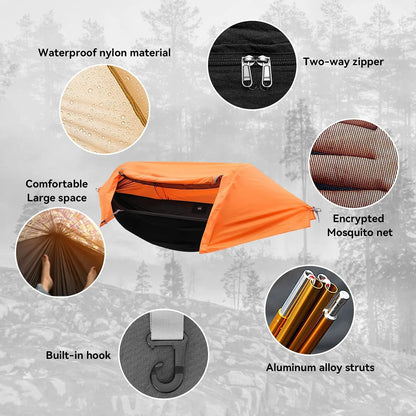 Camping Hammock with Mosquito Net & Rainfly – Lightweight Waterproof Hammock for Hiking, Backpacking & Travel