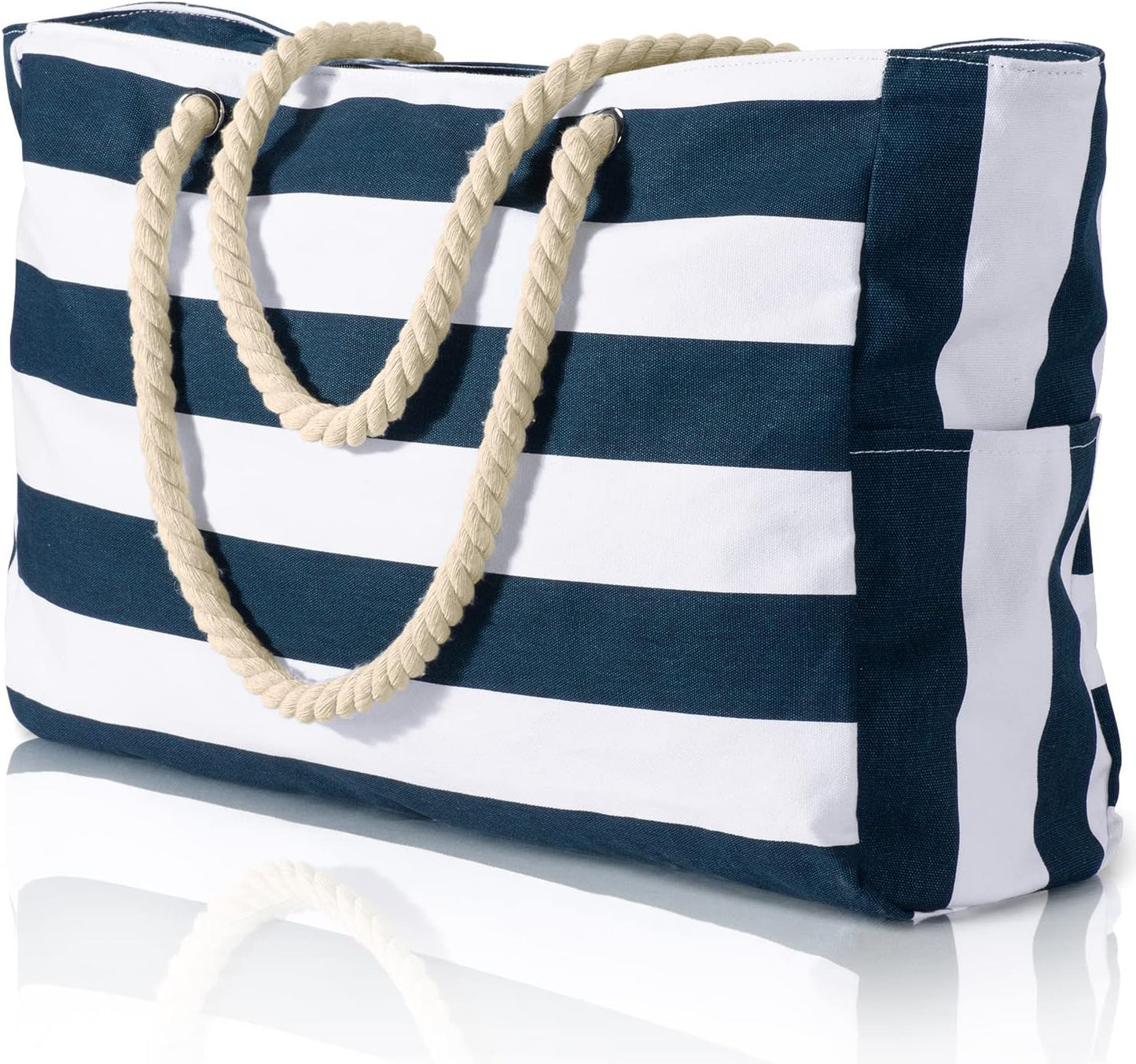 Large Waterproof Beach Tote Bag for Women – Sandproof Zip-Top Beach Bag with Spacious Storage, Pool Bag, Travel Tote, Swim Bag & Summer Vacation Essential for Beach, Camping & Outdoor Adventures