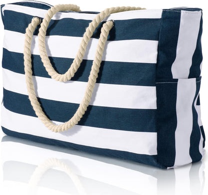 Large Waterproof Beach Tote Bag for Women – Sandproof Zip-Top Beach Bag with Spacious Storage, Pool Bag, Travel Tote, Swim Bag & Summer Vacation Essential for Beach, Camping & Outdoor Adventures