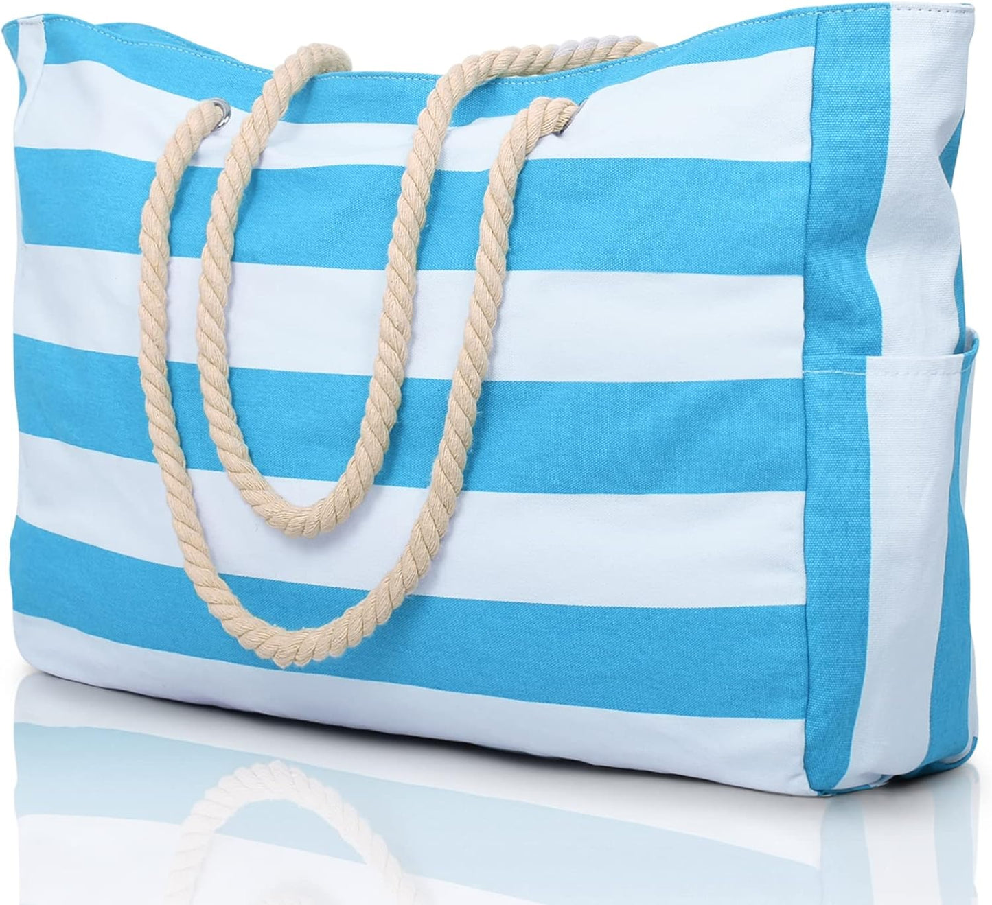 Large Waterproof Beach Tote Bag for Women – Sandproof Zip-Top Beach Bag with Spacious Storage, Pool Bag, Travel Tote, Swim Bag & Summer Vacation Essential for Beach, Camping & Outdoor Adventures