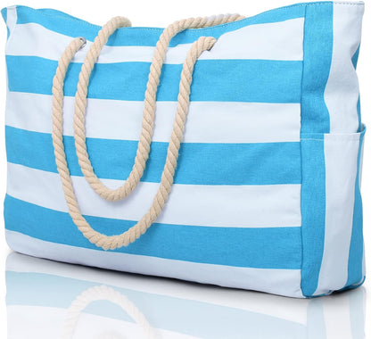 Large Waterproof Beach Tote Bag for Women – Sandproof Zip-Top Beach Bag with Spacious Storage, Pool Bag, Travel Tote, Swim Bag & Summer Vacation Essential for Beach, Camping & Outdoor Adventures