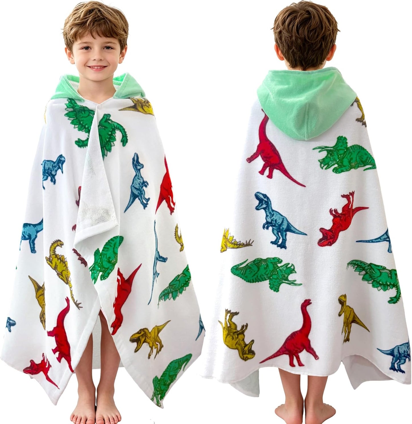 Kids Hooded Beach Towels – 100% Cotton Ultra Absorbent Bath & Pool Poncho for Boys & Girls Ages 3–8, Large Wearable Swim Wrap Gift (30”x50”)