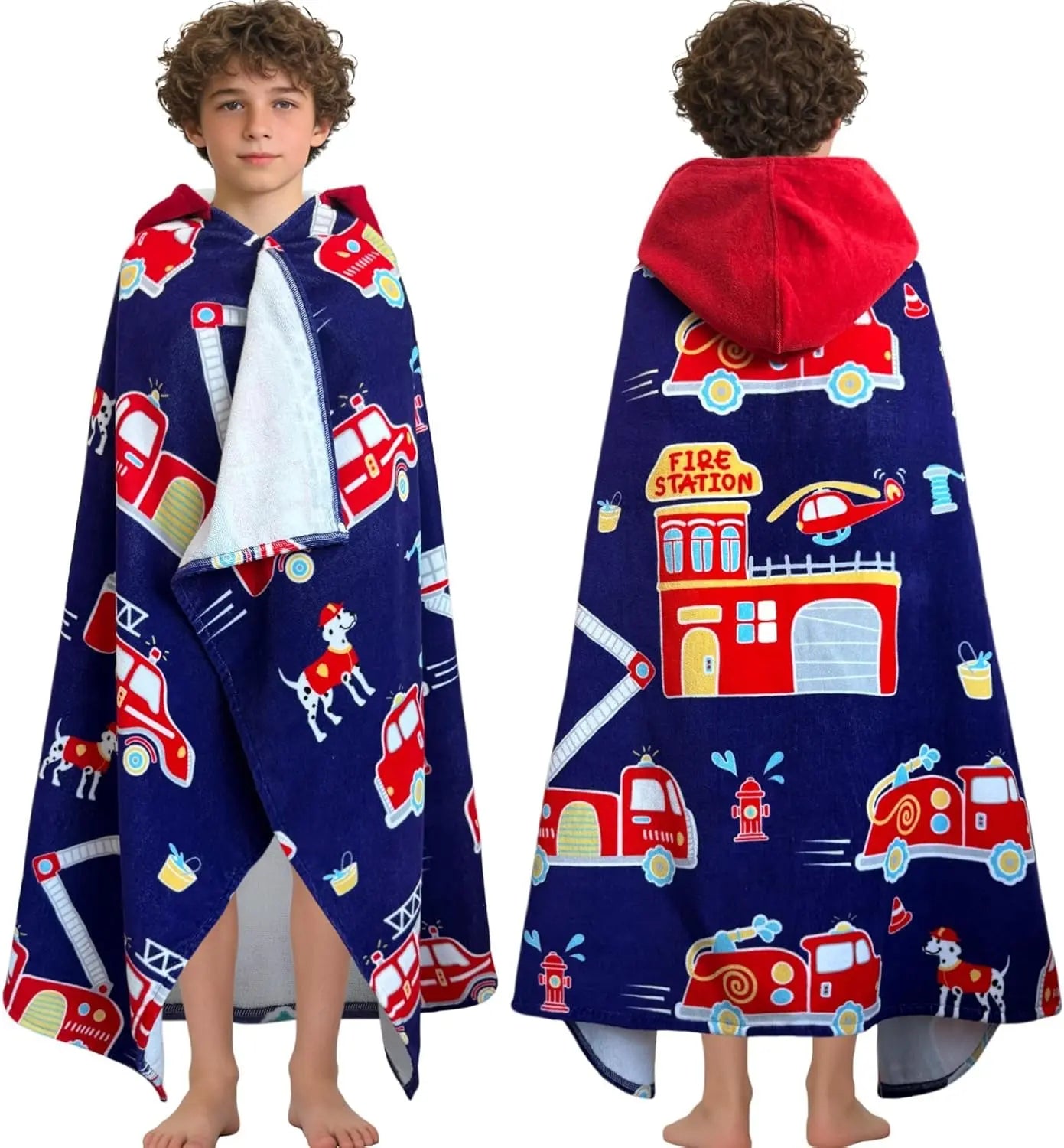 Kids Hooded Beach Towels – 100% Cotton Ultra Absorbent Bath & Pool Poncho for Boys & Girls Ages 3–8, Large Wearable Swim Wrap Gift (30”x50”)