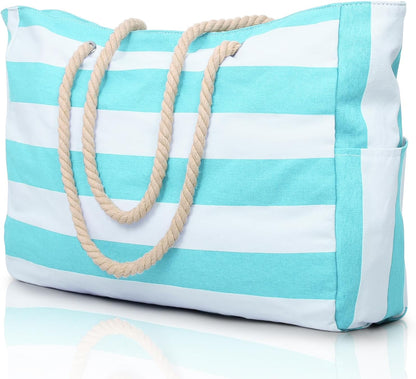 Large Waterproof Beach Tote Bag for Women – Sandproof Zip-Top Beach Bag with Spacious Storage, Pool Bag, Travel Tote, Swim Bag & Summer Vacation Essential for Beach, Camping & Outdoor Adventures