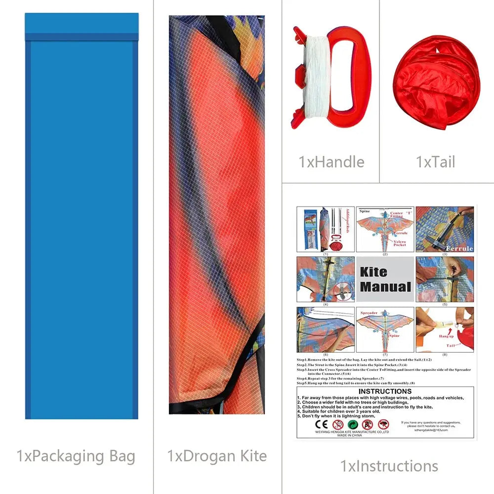 62" Giant Dragon Kite for Kids & Adults – 3D Stereoscopic Outdoor Flying Kite with Durable Polyester Fabric for Beach, Park & Sports Fun Gift