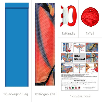 62" Giant Dragon Kite for Kids & Adults – 3D Stereoscopic Outdoor Flying Kite with Durable Polyester Fabric for Beach, Park & Sports Fun Gift