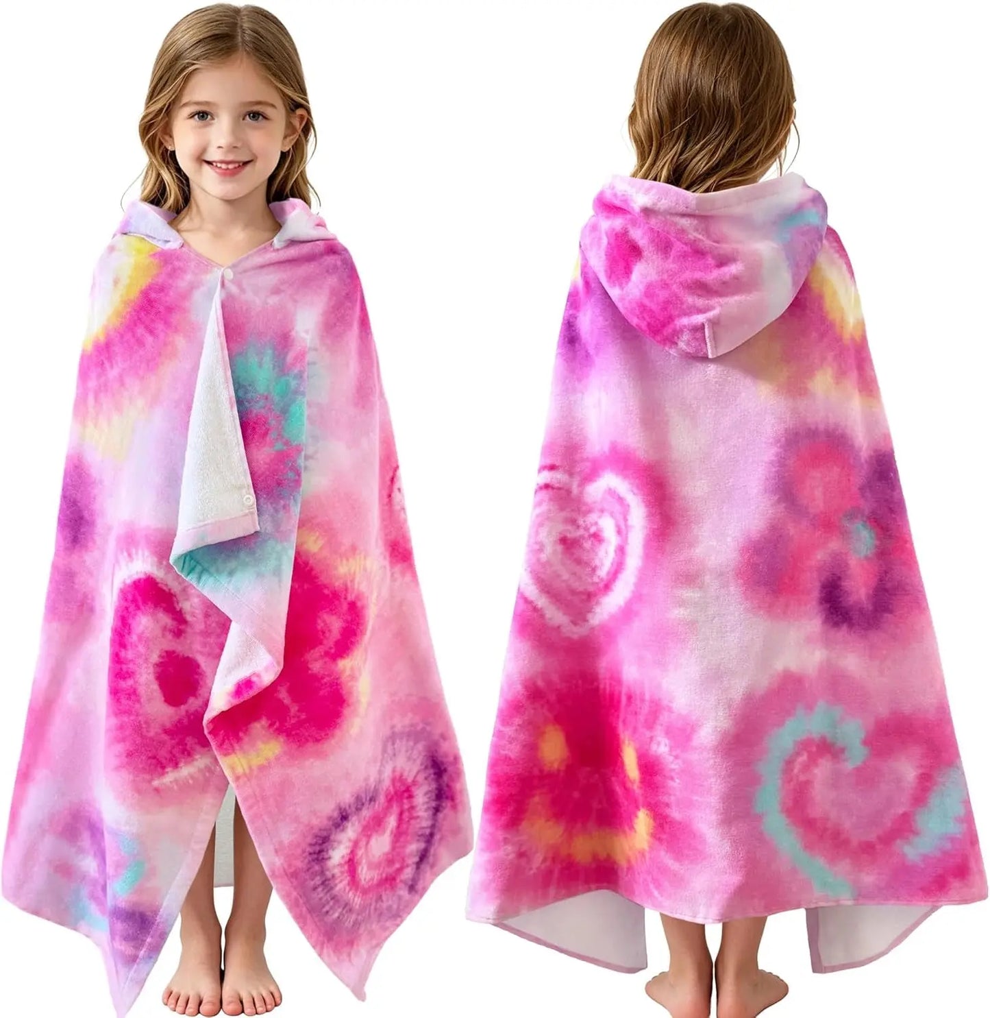 Kids Hooded Beach Towels – 100% Cotton Ultra Absorbent Bath & Pool Poncho for Boys & Girls Ages 3–8, Large Wearable Swim Wrap Gift (30”x50”)
