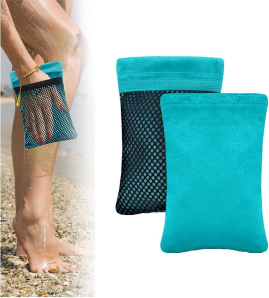 Sand Remover Bags for Beach – Talc-Free Beach Sand Remover Powder Bags, Skin-Friendly Summer Beach Essential for Families, Travel, Camping, Pool Days & Outdoor Adventures (2-Pack)