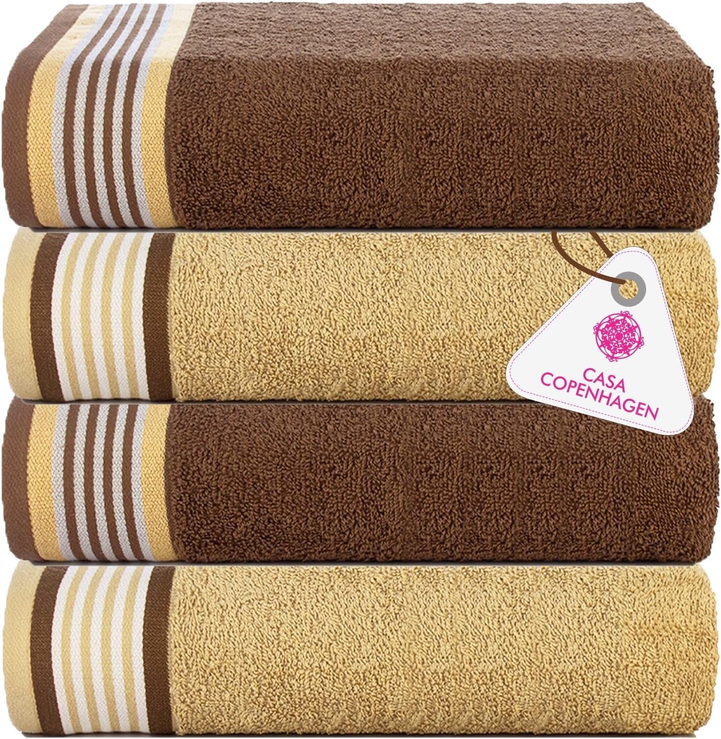 4-Piece Oversized Cabana Beach Towel Set – 100% Cotton Soft Absorbent Pool & Beach Towels, 30" x 60" Designer Stripe Summer Gift Set for Women & Men 