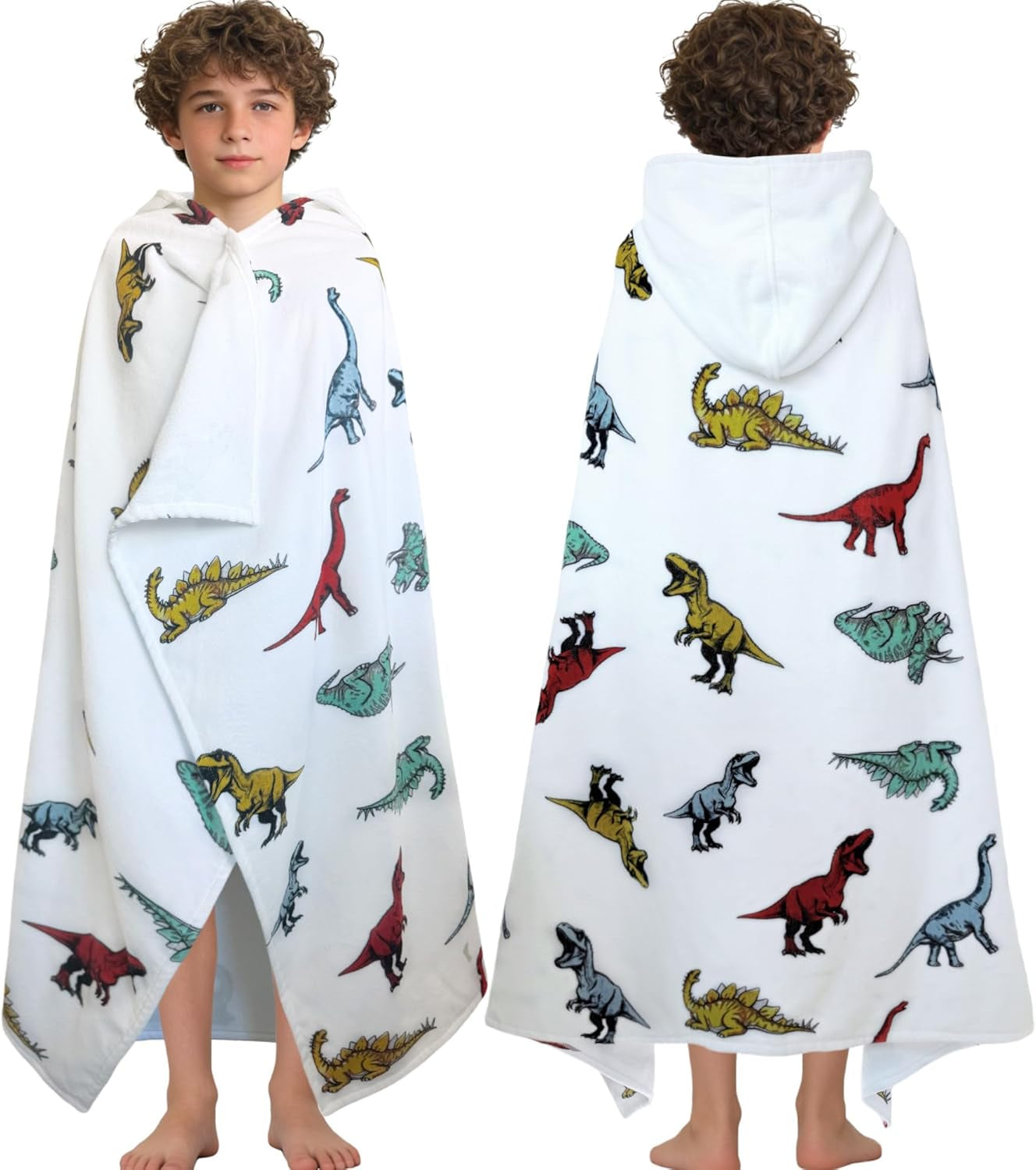 Kids Hooded Beach Towels – 100% Cotton Ultra Absorbent Bath & Pool Poncho for Boys & Girls Ages 3–8, Large Wearable Swim Wrap Gift (30”x50”)