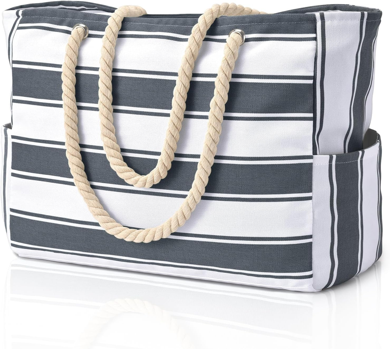 Large Waterproof Beach Tote Bag for Women – Sandproof Zip-Top Beach Bag with Spacious Storage, Pool Bag, Travel Tote, Swim Bag & Summer Vacation Essential for Beach, Camping & Outdoor Adventures