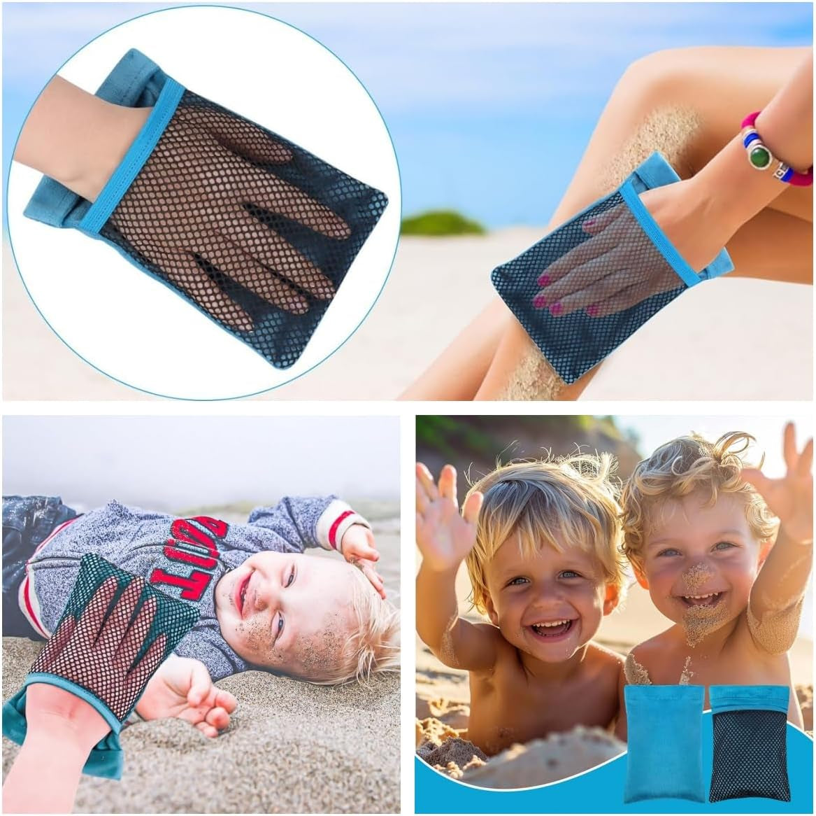 Sand Remover Bags for Beach – Talc-Free Beach Sand Remover Powder Bags, Skin-Friendly Summer Beach Essential for Families, Travel, Camping, Pool Days & Outdoor Adventures (2-Pack)