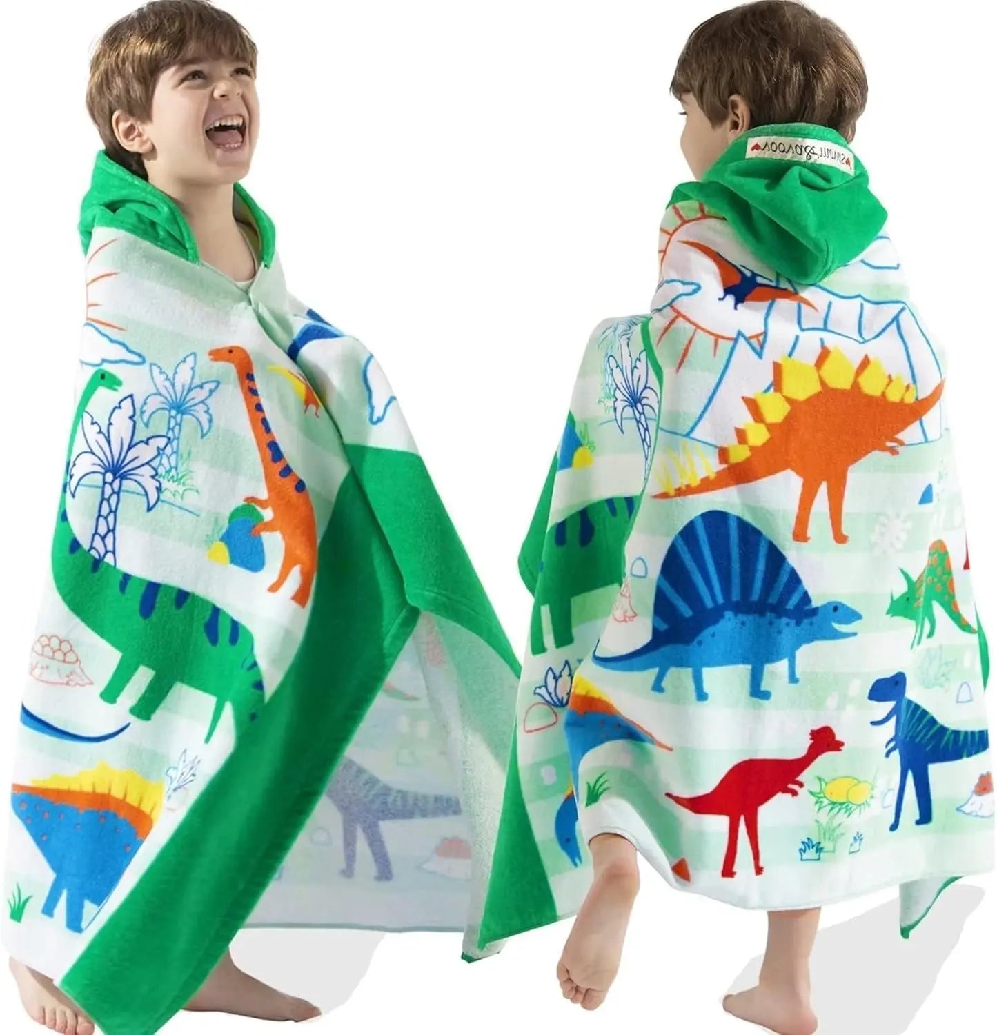 Kids Hooded Beach Towels – 100% Cotton Ultra Absorbent Bath & Pool Poncho for Boys & Girls Ages 3–8, Large Wearable Swim Wrap Gift (30”x50”)