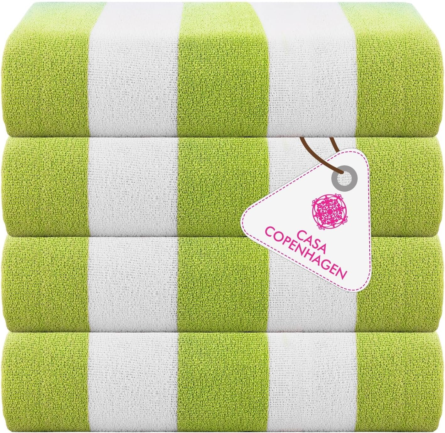 4-Piece Oversized Cabana Beach Towel Set – 100% Cotton Soft Absorbent Pool & Beach Towels, 30" x 60" Designer Stripe Summer Gift Set for Women & Men 
