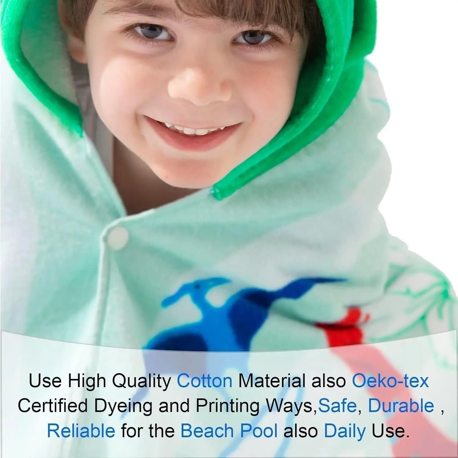 Kids Hooded Beach Towels – 100% Cotton Ultra Absorbent Bath & Pool Poncho for Boys & Girls Ages 3–8, Large Wearable Swim Wrap Gift (30”x50”)