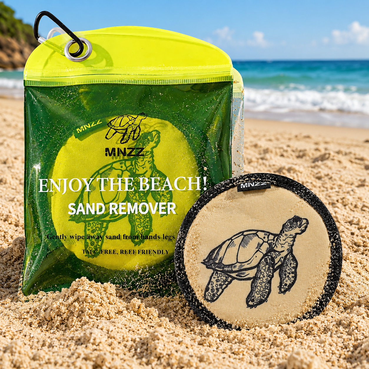 Sand Remover Bag for Beach – Talc-Free Sand Eraser Wipe Mitt for Kids & Adults, Reusable Beach Sand Removal Bag, Family Vacation Essential, Travel Accessory for Beach, Camping, Cruises & Summer Trips