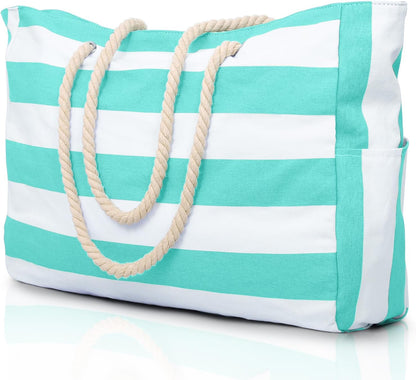 Large Waterproof Beach Tote Bag for Women – Sandproof Zip-Top Beach Bag with Spacious Storage, Pool Bag, Travel Tote, Swim Bag & Summer Vacation Essential for Beach, Camping & Outdoor Adventures