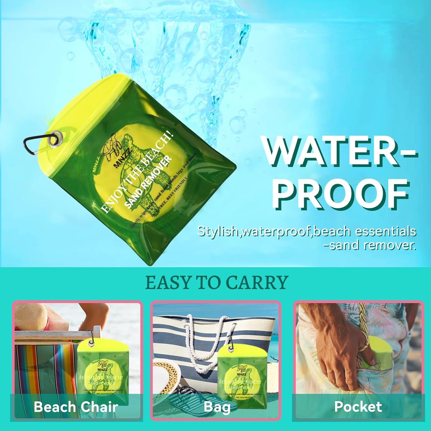 Sand Remover Bag for Beach – Talc-Free Sand Eraser Wipe Mitt for Kids & Adults, Reusable Beach Sand Removal Bag, Family Vacation Essential, Travel Accessory for Beach, Camping, Cruises & Summer Trips