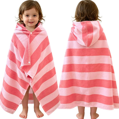 Kids Hooded Beach Towels – 100% Cotton Ultra Absorbent Bath & Pool Poncho for Boys & Girls Ages 3–8, Large Wearable Swim Wrap Gift (30”x50”)
