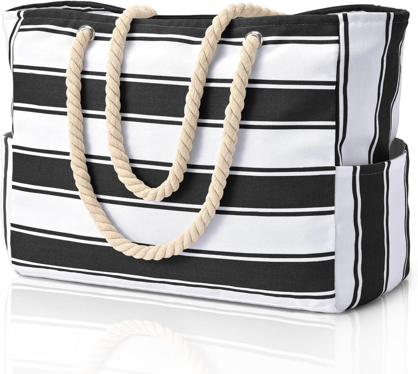 Large Waterproof Beach Tote Bag for Women – Sandproof Zip-Top Beach Bag with Spacious Storage, Pool Bag, Travel Tote, Swim Bag & Summer Vacation Essential for Beach, Camping & Outdoor Adventures