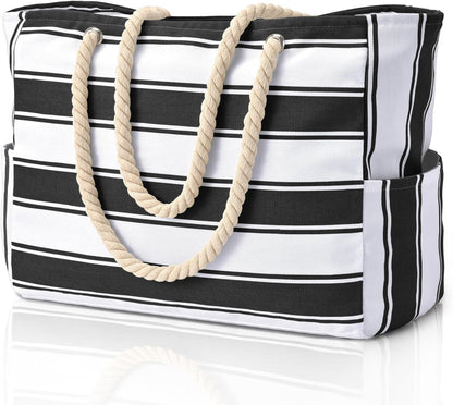Large Waterproof Beach Tote Bag for Women – Sandproof Zip-Top Beach Bag with Spacious Storage, Pool Bag, Travel Tote, Swim Bag & Summer Vacation Essential for Beach, Camping & Outdoor Adventures