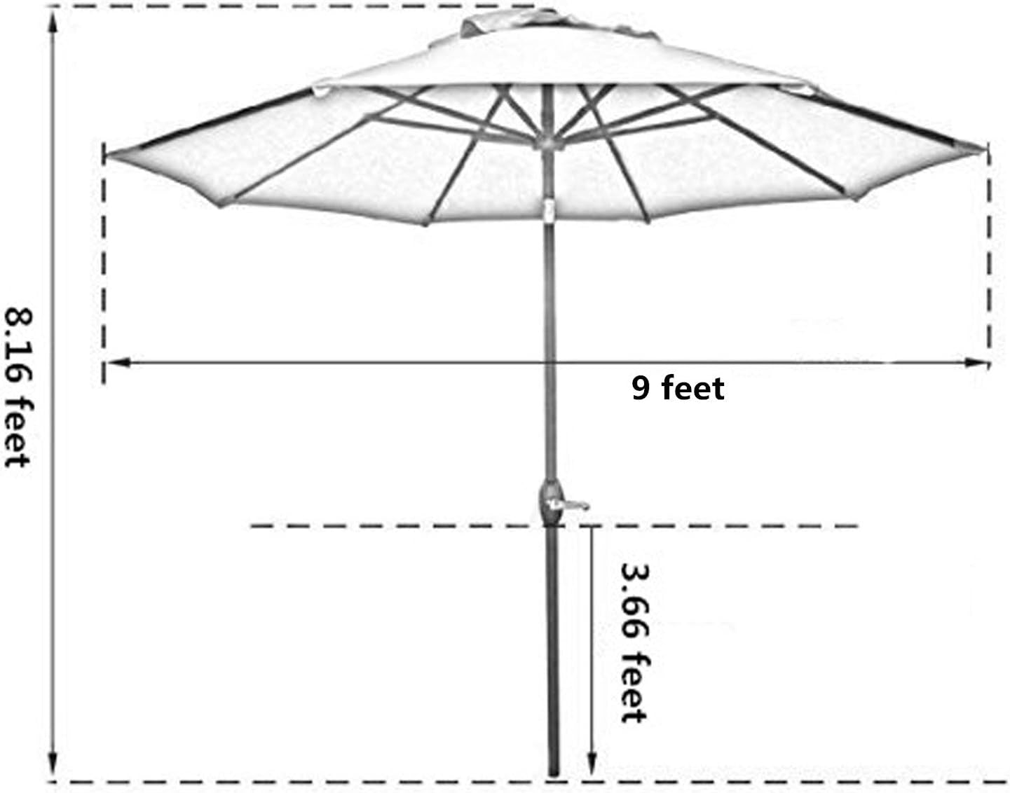 9FT Outdoor Patio Umbrella with 8 Durable Ribs – UV Resistant Market Table Umbrella for Backyard, Deck, Garden & Pool 