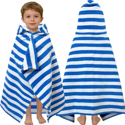 Kids Hooded Beach Towels – 100% Cotton Ultra Absorbent Bath & Pool Poncho for Boys & Girls Ages 3–8, Large Wearable Swim Wrap Gift (30”x50”)