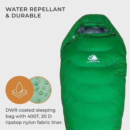 Katahdin 15°F Ultralight Down Sleeping Bag – 4 Season Water-Resistant Mummy Sleeping Bag with 625 Fill Power Insulation for Backpacking, Hiking, Camping & Cold Weather Adventures