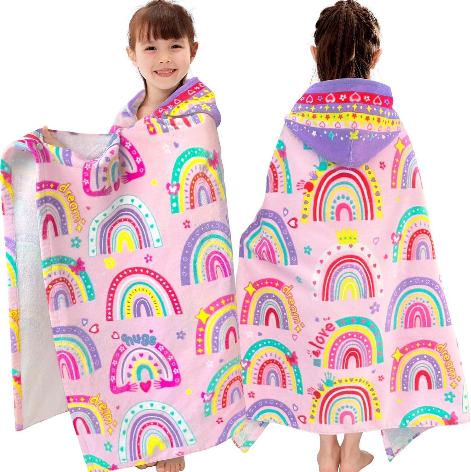 Kids Hooded Beach Towels – 100% Cotton Ultra Absorbent Bath & Pool Poncho for Boys & Girls Ages 3–8, Large Wearable Swim Wrap Gift (30”x50”)