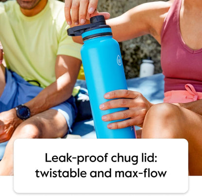 18oz Vacuum Insulated Stainless Steel Water Bottle – Double Wall Reusable Metal Bottle with Leakproof Straw & Chug Lids, Keeps Drinks Cold for 24 Hours & Hot for 12 Hours, Sports & Travel Water Bottle (White)
