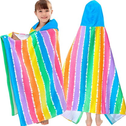 Kids Hooded Beach Towels – 100% Cotton Ultra Absorbent Bath & Pool Poncho for Boys & Girls Ages 3–8, Large Wearable Swim Wrap Gift (30”x50”)