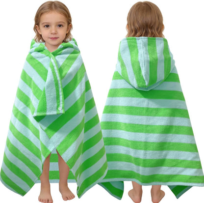 Kids Hooded Beach Towels – 100% Cotton Ultra Absorbent Bath & Pool Poncho for Boys & Girls Ages 3–8, Large Wearable Swim Wrap Gift (30”x50”)