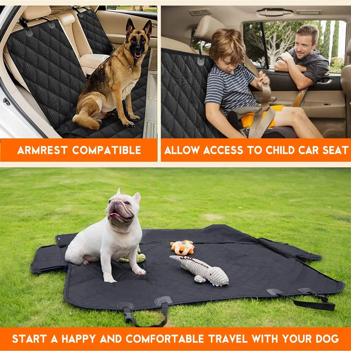 Waterproof Dog Car Seat Cover – Non-Slip Back Seat Protector for Cars, Trucks & SUVs with Armrest Access