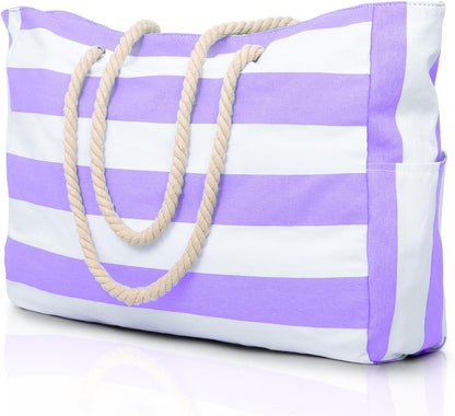 Large Waterproof Beach Tote Bag for Women – Sandproof Zip-Top Beach Bag with Spacious Storage, Pool Bag, Travel Tote, Swim Bag & Summer Vacation Essential for Beach, Camping & Outdoor Adventures