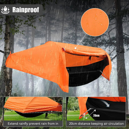 Camping Hammock with Mosquito Net & Rainfly – Lightweight Waterproof Hammock for Hiking, Backpacking & Travel