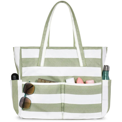Large Waterproof Beach Tote Bag for Women – Sandproof Beach Bag with Wet Pocket, Zip-Top Swim & Pool Tote, Spacious Travel Carryall for Beach, Vacation, Camping & Summer Essentials