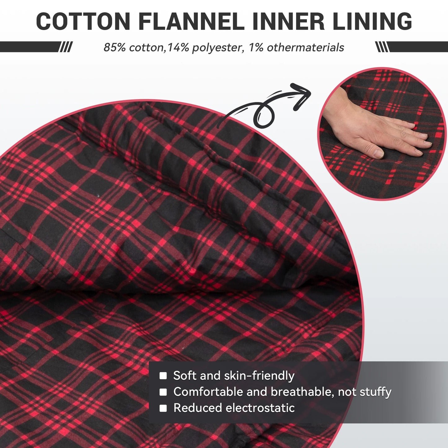 XL Cotton Flannel Sleeping Bag for Adults – Oversized Weatherproof 3-Season Camping Sleeping Bag with Hood, Warm Soft Flannel Interior for Camping, Hiking, Backpacking & Outdoor Adventures