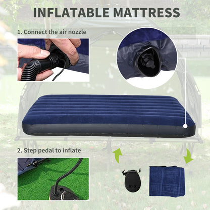 Outsunny 2 Person Camping Cot Tent with Air Mattress – Foldable Elevated Camping Bed with Rain Cover for Outdoor Camping & Hiking