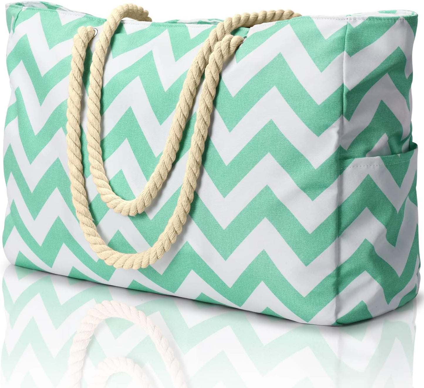 Large Waterproof Beach Tote Bag for Women – Sandproof Zip-Top Beach Bag with Spacious Storage, Pool Bag, Travel Tote, Swim Bag & Summer Vacation Essential for Beach, Camping & Outdoor Adventures