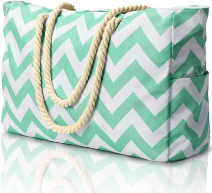 Large Waterproof Beach Tote Bag for Women – Sandproof Zip-Top Beach Bag with Spacious Storage, Pool Bag, Travel Tote, Swim Bag & Summer Vacation Essential for Beach, Camping & Outdoor Adventures