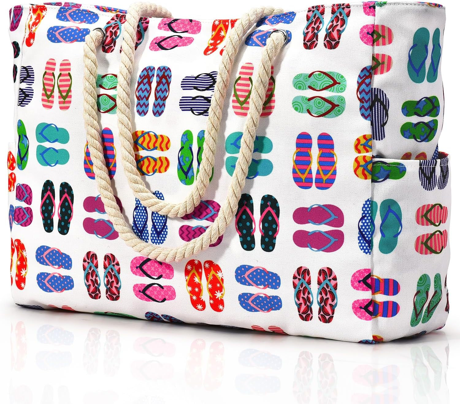 Large Waterproof Beach Tote Bag for Women – Sandproof Zip-Top Beach Bag with Spacious Storage, Pool Bag, Travel Tote, Swim Bag & Summer Vacation Essential for Beach, Camping & Outdoor Adventures