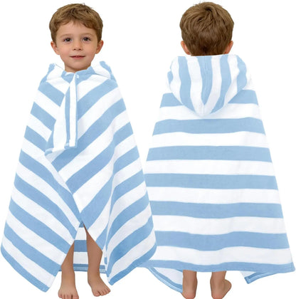 Kids Hooded Beach Towels – 100% Cotton Ultra Absorbent Bath & Pool Poncho for Boys & Girls Ages 3–8, Large Wearable Swim Wrap Gift (30”x50”)