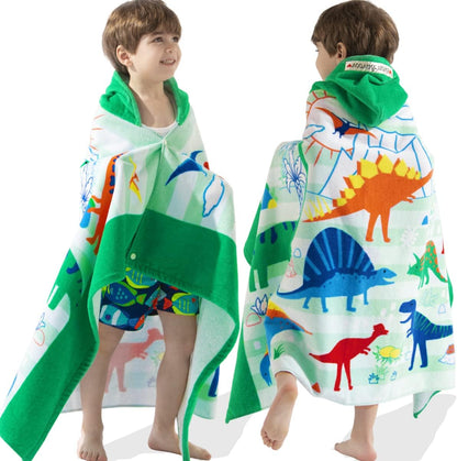 Kids Hooded Beach Towels – 100% Cotton Ultra Absorbent Bath & Pool Poncho for Boys & Girls Ages 3–8, Large Wearable Swim Wrap Gift (30”x50”)