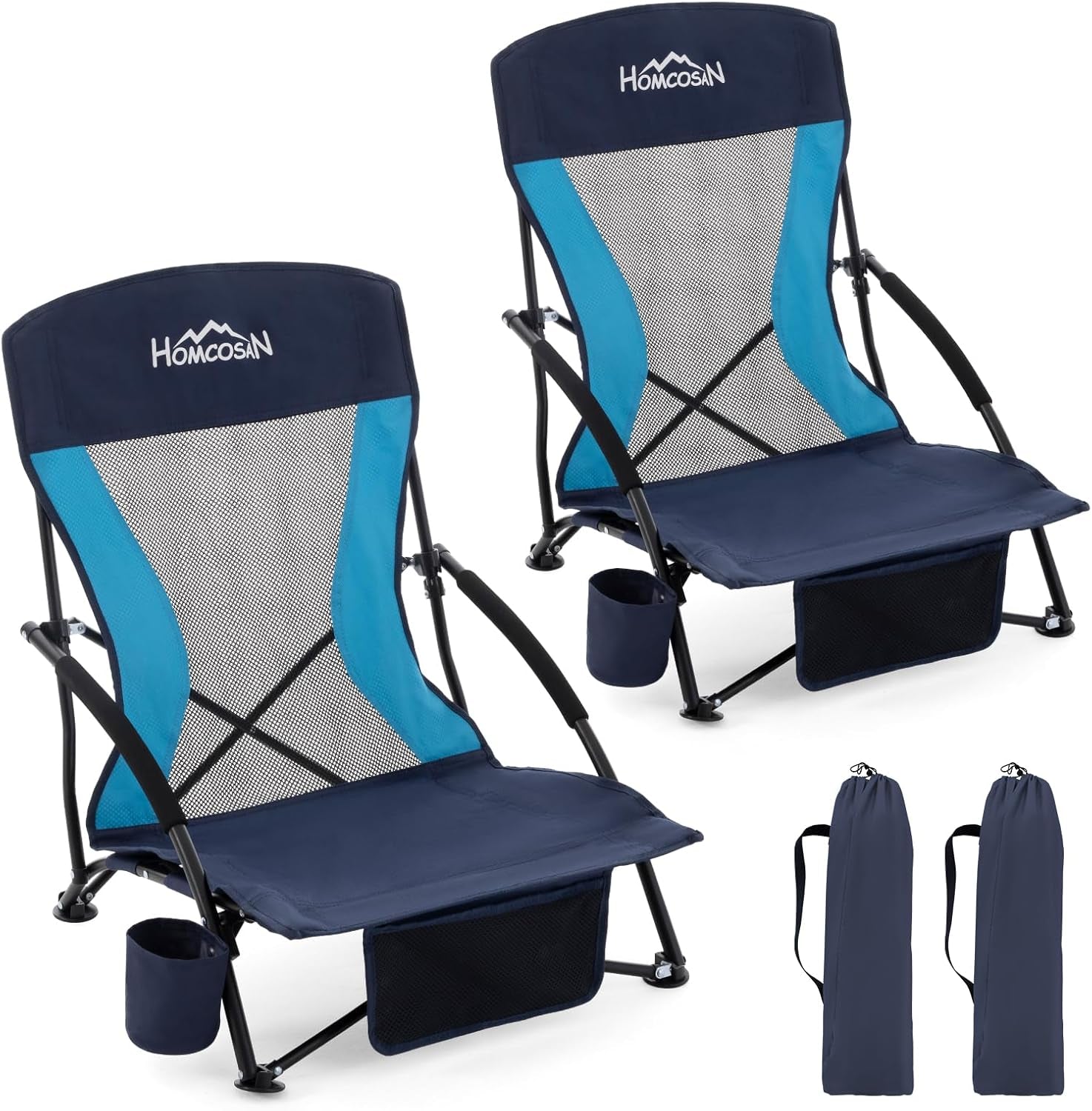 Portable Folding Beach Chair with Detachable Sun Umbrella – Lightweight Camping & Beach Chair with Cup Holder, Storage Pocket & Carry Bag for Adults