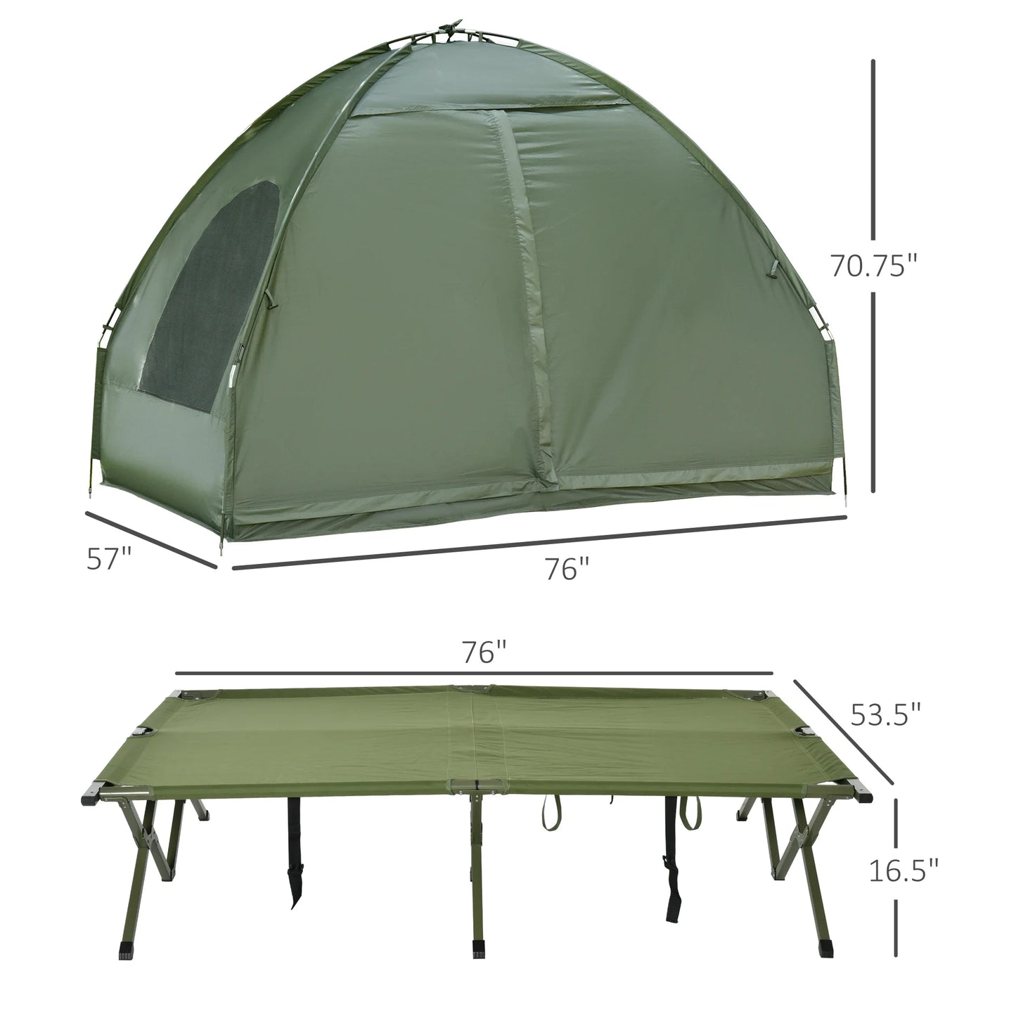Outsunny 2 Person Camping Cot Tent with Air Mattress – Foldable Elevated Camping Bed with Rain Cover for Outdoor Camping & Hiking